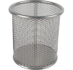 Q-CONNECT pennenpotje, mesh metaal, zilver