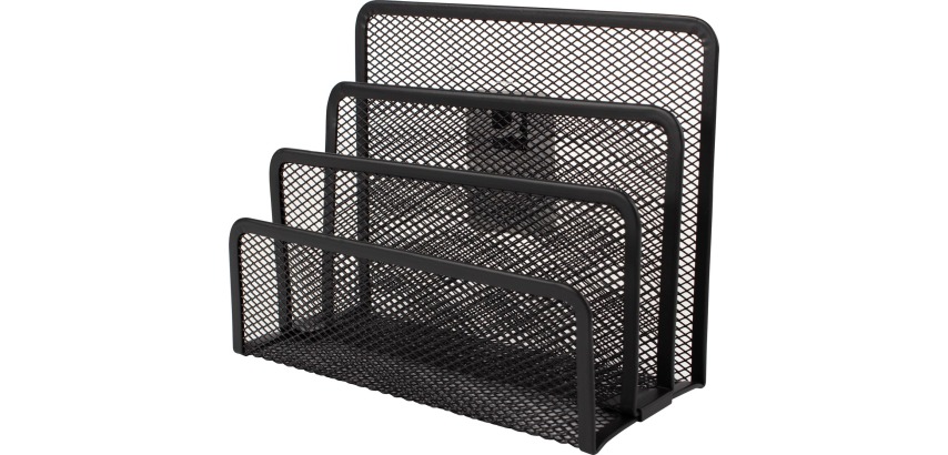 Q-CONNECT Schreibtisch-Organizer aus schwarzem Metall in 3 Teilen