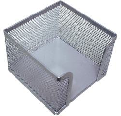 En_soporte taco de papel q-connect metalico rejilla plata 95x95x80 mm