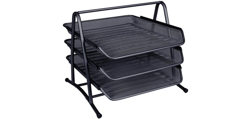 Q-CONNECT 3 letter trays, metal mesh, A4 size, black