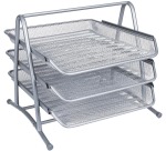 Q-CONNECT 3 letter trays, metal mesh, A4 size, silver