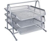 Q-CONNECT 3 brievenbakjes, mesh metaal, ft A4, zilver
