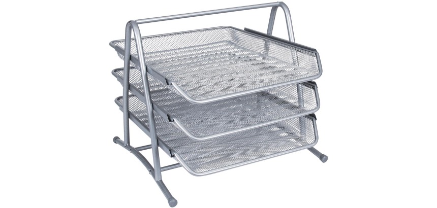 Q-CONNECT 3 letter trays, metal mesh, A4 size, silver