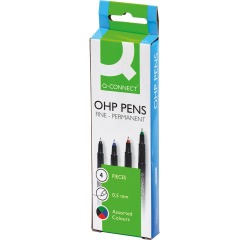 Q-CONNECT OHP marker, permanent, fine, set of 4 pieces in assorted colors