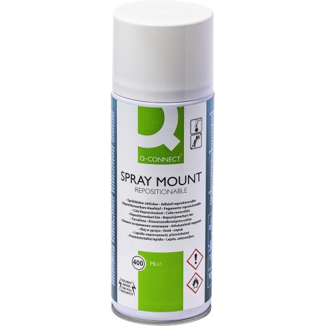 Q-CONNECT Quick Mount spray, niet permanent, spuitbus van 400 ml