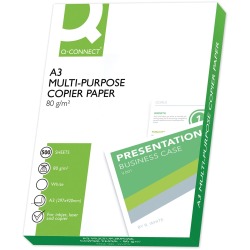 Q-CONNECT papier reprographique, ft A3, 80 g, paquet de 500 feuilles, blanc