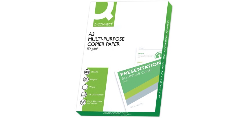 Q-CONNECT papier reprographique, ft A3, 80 g, paquet de 500 feuilles, blanc
