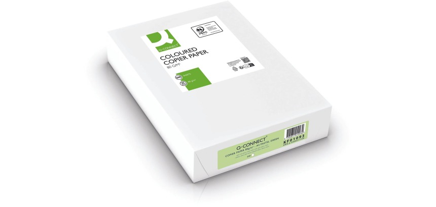 Q-CONNECT gekleurd kopieerpapier, A4, 80g, pak van 500 vel, lichtgroen