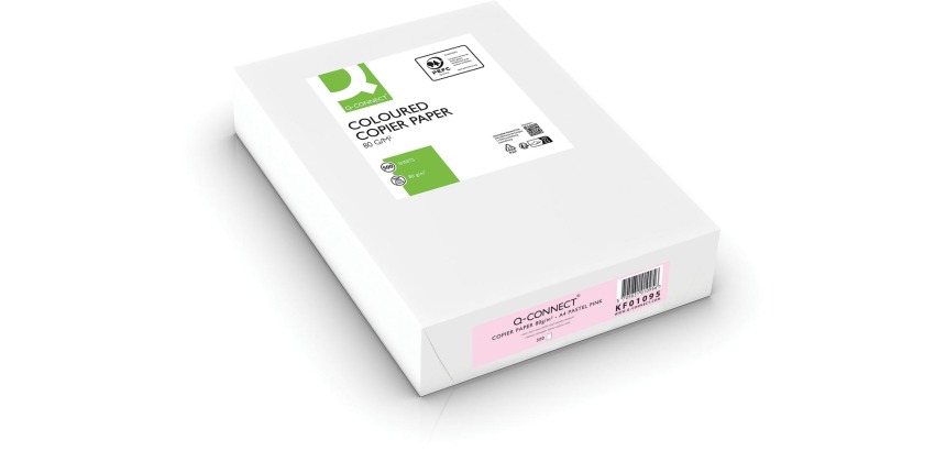 Q-CONNECT gekleurd kopieerpapier, A4, 80g, pak van 500 vel, roze