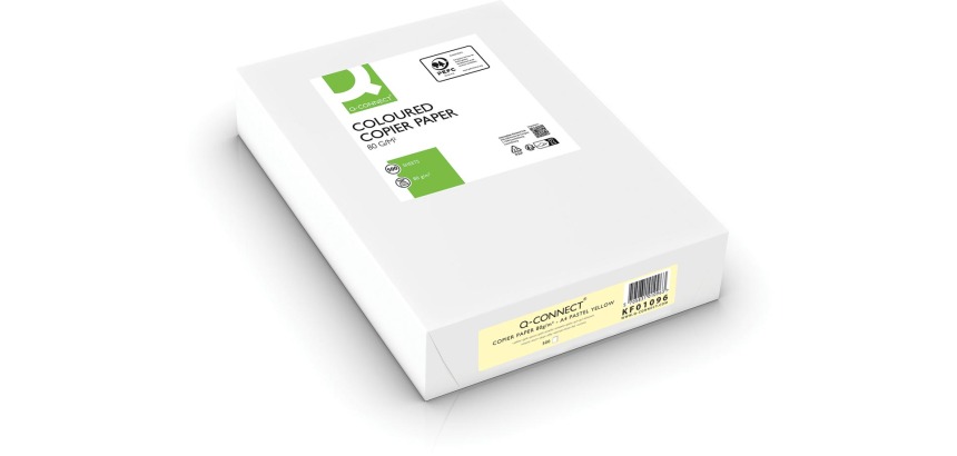 Q-CONNECT papier reprographique couleur, A4, 80g, paquet de 500 feuilles, jaune clair