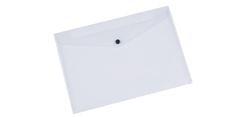 Q-CONNECT pochette documents, A4, PP transparent, fermeture à bouton-pression