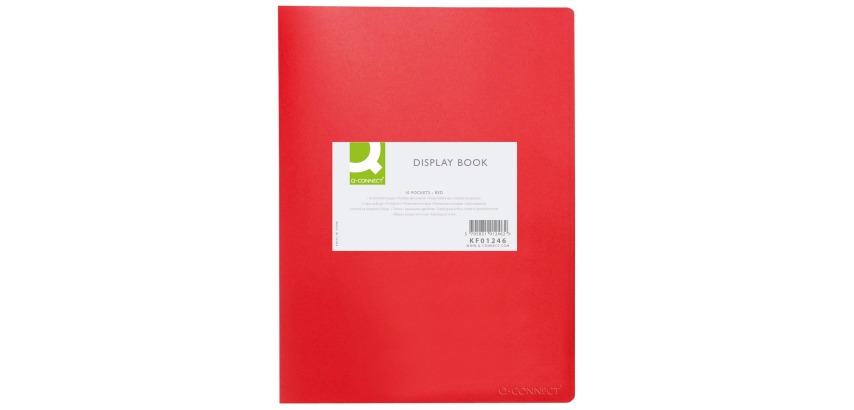 Q-CONNECT document protectors, A4, 10 pockets, red