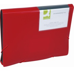 Q-CONNECT trieur, A4, PP, avec 13 compartiments, fermeture à élastiques, rouge