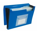 Q-CONNECT trieur, A4, PP, avec 13 compartiments, fermeture à élastiques, bleu