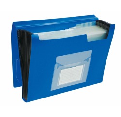 Q-CONNECT trieur, A4, PP, avec 13 compartiments, fermeture à élastiques, bleu