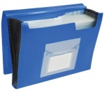 Q-CONNECT trieur, A4, PP, avec 13 compartiments, fermeture à élastiques, bleu