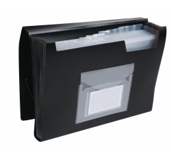 Q-CONNECT trieur, A4, PP, avec 13 compartiments, fermeture à élastiques, noir