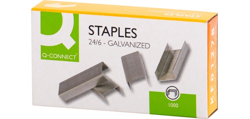 Grapas q-connect nº 22/6 -24/6 galvanizadas-  caja de 1000