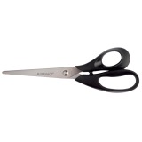 Q-CONNECT schaar, ft 21 cm, rechts, ronde punt, RVS, zwart, blister van 1 stuk