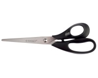 Q-CONNECT Scheren, 21 cm, gerade, runde Spitzen, Edelstahl, schwarz, Blisterpackung mit 1 Stück