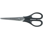 Q-CONNECT Schere, 18 cm, rechts in links, runde Spitzen, Edelstahl, schwarz, Blister mit 1 Stück