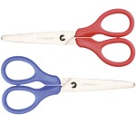 Q-CONNECT scissors, 13 cm, right-handed and left-handed, round tips, stainless steel, assorted colors, blister pack of 1 piece