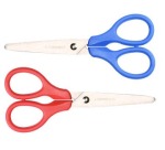 Q-CONNECT scissors, 13 cm, right-handed and left-handed, round tips, stainless steel, assorted colors, blister pack of 1 piece