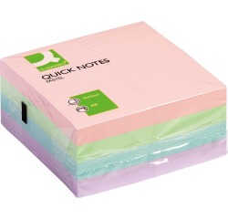 En_bloc de notas adhesivas quita y pon q-connect 76x76 mm pastel con 400 hojas