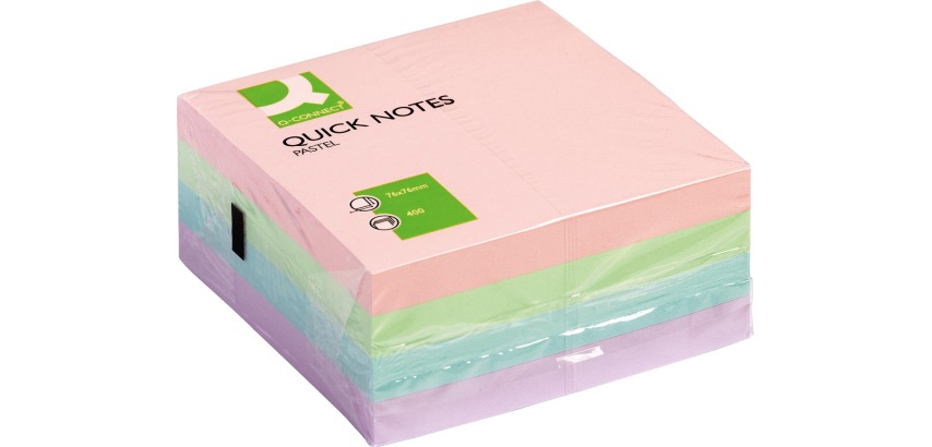 Q-CONNECT Quick Notes, ft 76 x 76 mm, 400 Blatt, sortierte Farben