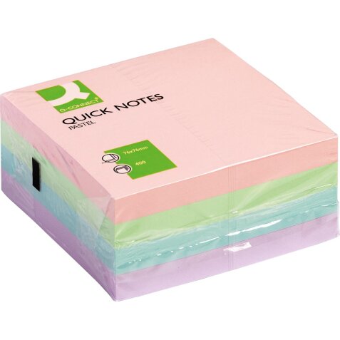 Q-CONNECT Quick Notes, ft 76 x 76 mm, 400 vel, geassorteerde kleuren