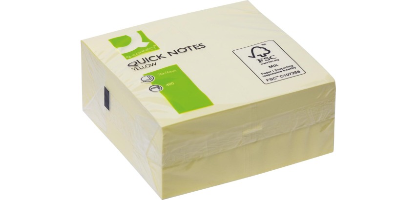 Q-CONNECT Quick Notes, 76 x 76 mm sheets, 400 sheets, yellow