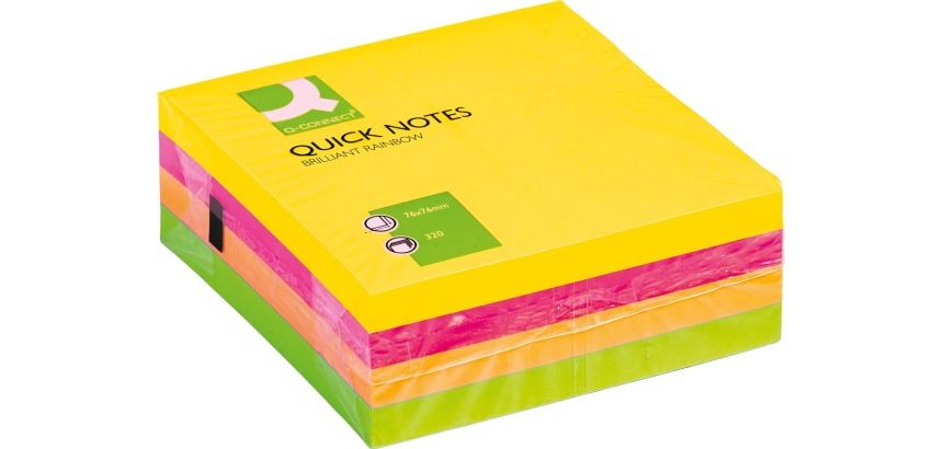 Q-CONNECT Quick Notes, ft 76 x 76 mm, 320 feuilles, couleurs assorties néon