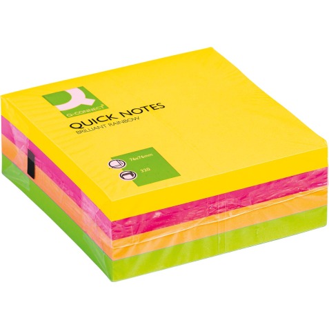 Q-CONNECT Quick Notes, ft 76 x 76 mm, 320 feuilles, couleurs assorties néon