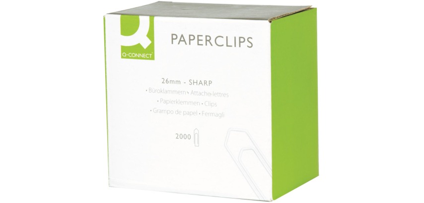 Q-CONNECT Büroklammern, 26 mm, Schachtel mit 2000 Stück