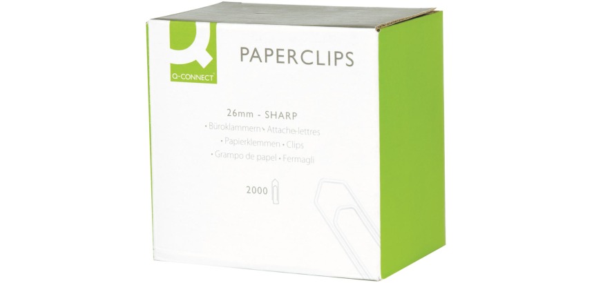 Q-CONNECT all-purpose clips, 26 mm, box of 2000 pieces