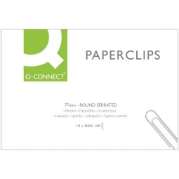 Q-CONNECT papierklemmen, 77 mm, doos van 100 stuks