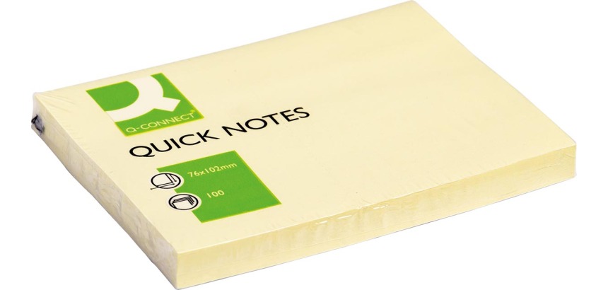 Q-CONNECT Quick Notes, 76 x 102 mm, 100 sheets, yellow