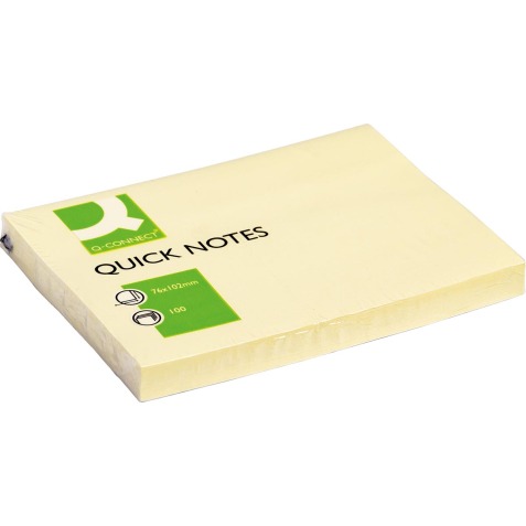 Q-CONNECT Quick Notes, ft 76 x 102 mm, 100 vel, geel