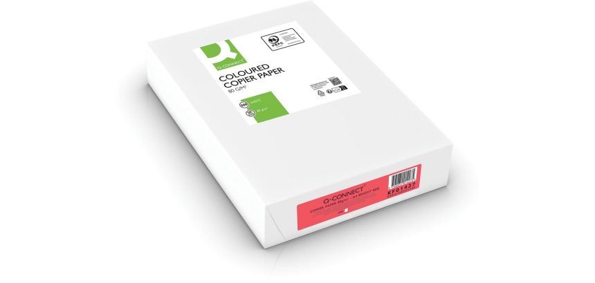 Q-CONNECT colored reprographic paper, A4, 80g, pack of 500 sheets, bright red