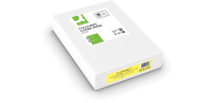Q-CONNECT papier reprographique couleur, A4, 80g, paquet de 500 feuilles, jaune vif