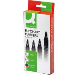 EN_Rotulador q-connect marcador para bloc congreso estuche de 4 colores surtidos punta redonda 3.0 mm