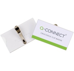 Q-CONNECT badge avec pince crocodile 75 x 40 mm, boîte de 25 pièces