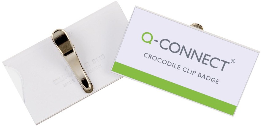 Q-CONNECT badge with crocodile clip 75 x 40 mm, box of 25 pieces
