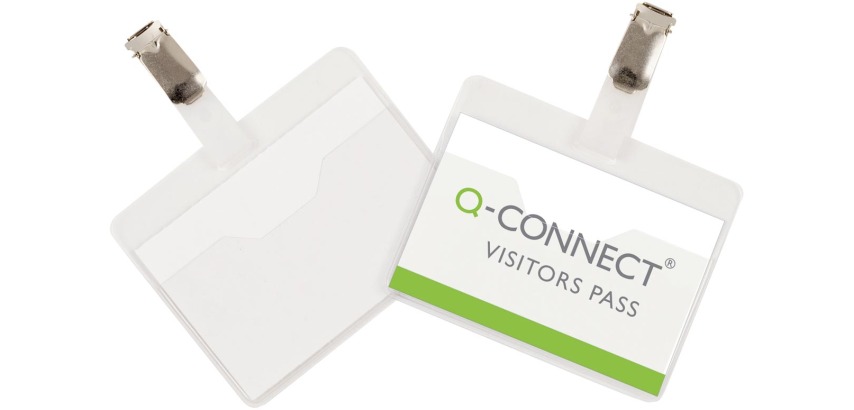 Q-CONNECT badge with clip 90 x 60 mm, box of 25 pieces