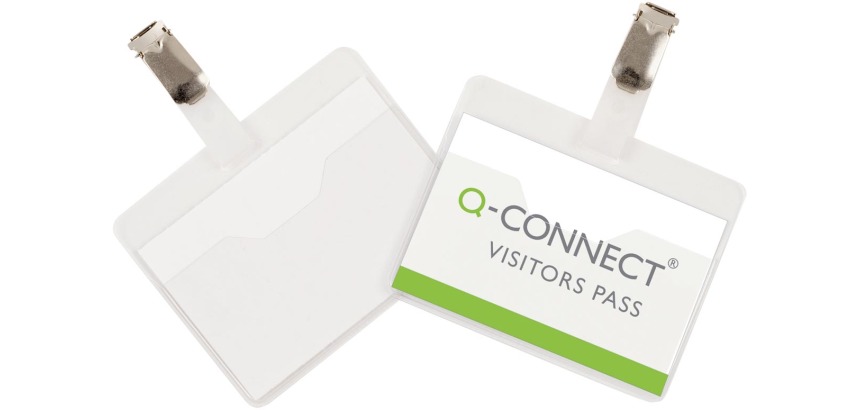 Q-CONNECT badge met clip 90 x 60 mm, doos van 25 stuks
