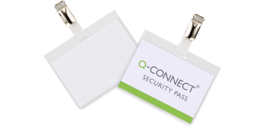 Q-CONNECT badge avec clip 90 x 60 mm, boîte de 25 pièces
