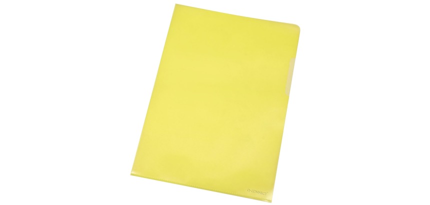 Q-CONNECT corner pocket, yellow, 120 microns, pack of 10 pieces