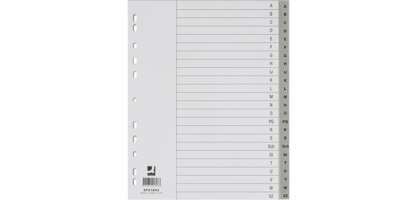 Q-CONNECT Register, A4, PP, 11 Löcher, Satz von A-Z, 24 Register, grau