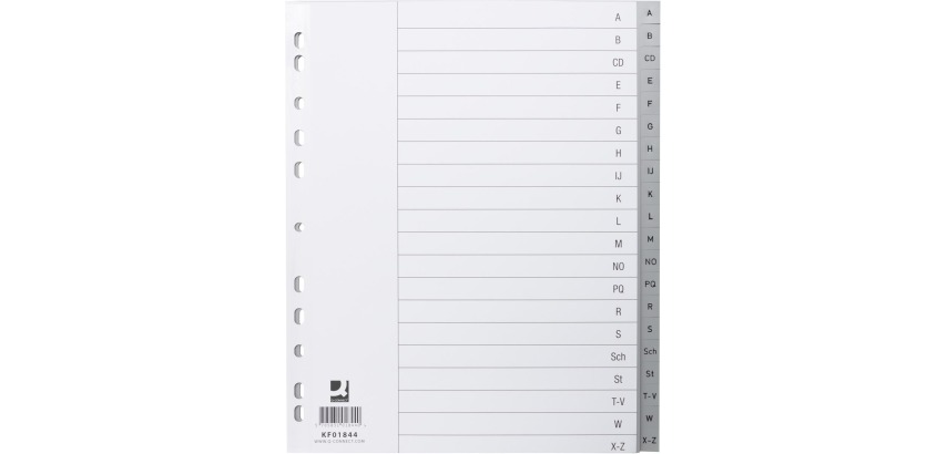 Q-CONNECT Register, A4, PP, 11 Löcher, Satz A-Z, 20 Tabs, grau