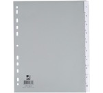 Q-CONNECT dividers, A4, PP, 11 holes, 10 tabs, grey